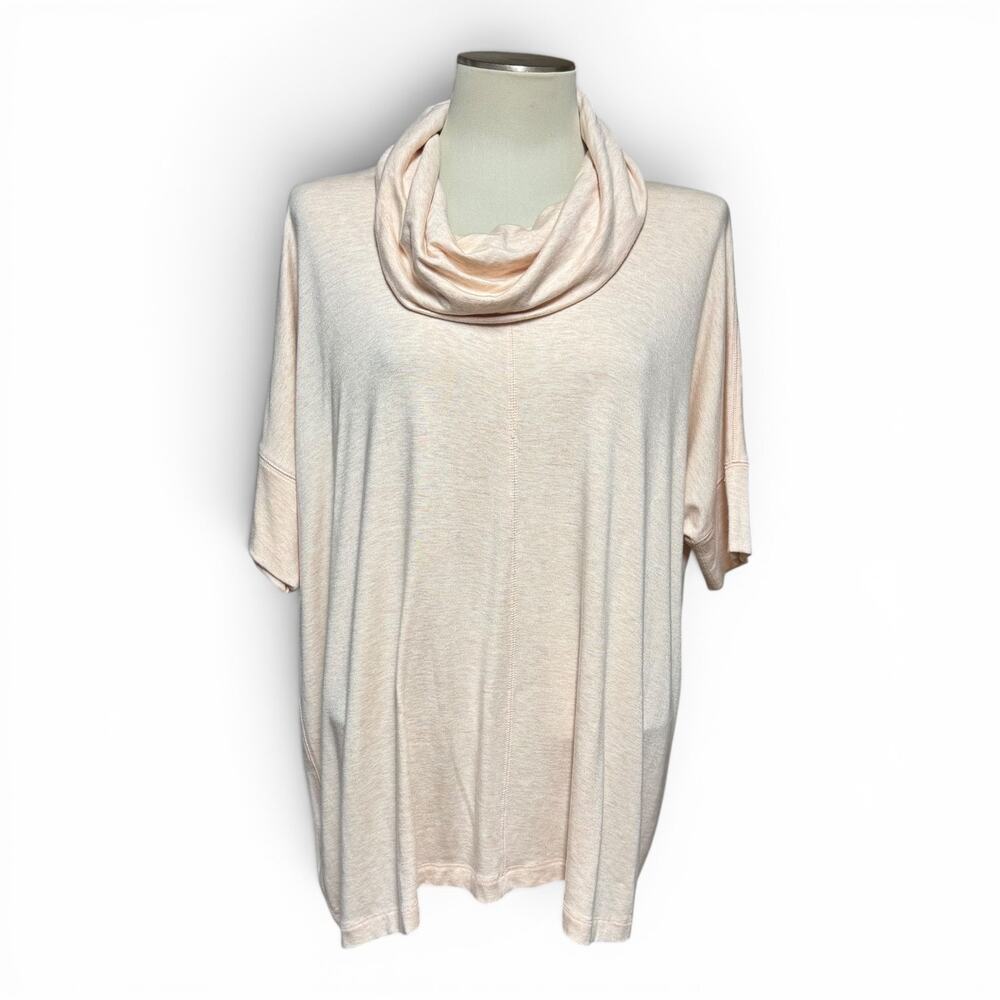 Lou & Grey Short Sleeve Cowl Neck Top Soft Pink XL